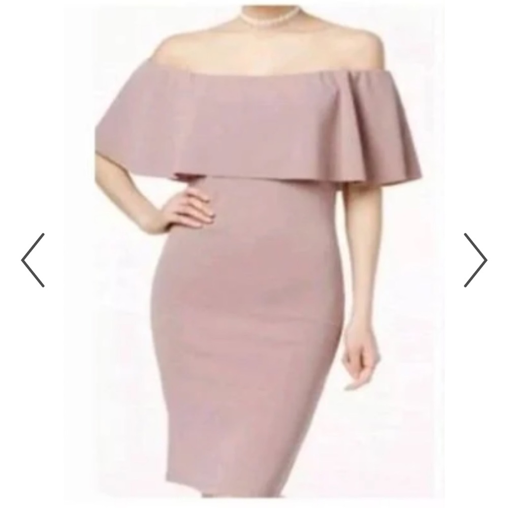 Off-shoulder pink dress